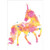 Pink, Yellow and Orange Watercolor Unicorn Blank Note Card