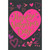 Gold Foil Letters Over Hot Pink Heart and Pink Hearts on Black Background Romantic Valentine's Day Card: Happy Valentine's Day!
