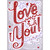 Red Foil Swirling Love You Script and Purple Vines on Light Gray Romantic Valentine's Day Card: Love You!