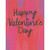 Black Script Over Vertical Pink and Red Watercolor and Silver Foil Dots Valentine's Day Card: Happy Valentine's Day