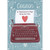 Dark Red Typewriter on Blue with White Hearts and Swirls Valentine's Day Card for Cousin: Cousin - A Valentine's Day Note for You