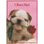 Bulldog Puppy Holding Rose in Mouth Photo: I Ruvv You Valentine's Day Card: I Ruvv You!