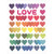 Love: Holographic Foil Repeating Rows of Rainbow Colored Hearts Valentine's Day Card: LOVE
