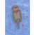 Otter Hugging Red Heart While Floating on Its Back in Blue Water Valentine's Day Card: Valentine
