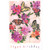 Glitter Butterflies Flitting in Pink and Purple Azaleas Birthday Card: Happy Birthday