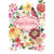 Pink Bellied Bird Perched on Pointed Oval Banner Surrounded by Flowers Birthday Card: Happy Birthday