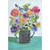 Cylindrical Two Handled Vase and Colorful Flowers with Gold Foil Accents Get Well Card