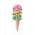 Triple Scoop Ice Cream Cone with 3D Pink, Yellow and Green Gems Hand Decorated Birthday Card