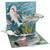 Gray and White Sharks Wearing Party Hats 5-Inch 3D Pop-Up Birthday Card