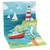 Red and White Lighthouse on Cliff and Boats in Bay 3-Inch 3D Mini Pop-Up Blank / All Occasion Greeting Card