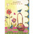 Colorful Flowers and Blue Bird Perched on Tall Handle of Basket Die Cut Edge Easter Card: Happy Easter