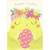 Closeup of Yellow Chick with Closed Eyes Wearing Flower Crown Easter Card for Kids: happy easter