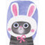 Cute Gray Kitten Wearing White and Pink Bunny Ears Hat and Pink Bow Easter Card for Kids