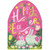 Light Green Bunnies, Tulips and Large Pink Die Cut Egg Easter Card for Young Granddaughter: Happy Easter