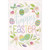 Happy Easter: Pastel Patterned Eggs and Swirling Border of Flowers and Vines Easter Card: happy Easter