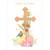 Bird Perched on Flowers In Front of Light Brown Cross Religious Easter Card: Easter Blessings