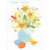 Chick Noticing Light Blue Dotted Vase of Yellow Daffodils Easter Card: Easter Wishes