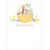 Light Brown Basket with Blue Ribbon, Chocolate Bunny, Eggs, Jelly Beans and Chicks Easter Card: Happy Easter