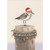 Brown and White Sandpiper Perched on Decorated Wooden Dock Post Coastal Christmas Card