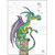 Duncan Dragon Cute Patchwork Patterned 'Bug Art' Blank Note Card