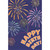 Colorful Foil Accented Fireworks Exploding on Blue Background Birthday Card: Happy Birthday