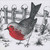Robin Redbreast Near Snow Covered Fence Pen and Ink Box of 8 Winter Holiday / Christmas Cards