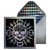 Silver Holographic Foil Laser Cut Skull and Web Over Black Flocking Halloween Card: Envelope