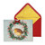 Robin Perched on Wreath with Red Gems and Bow 3D Hand Decorated Holiday Card: Envelope Robin Perched on Wreath with Red Gems and Bow 3D Hand Decorated Holiday Card: Envelope