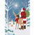 Felt 3D Die Cut Santa and Reindeer on Hill Looking Up at Star Hand Decorated Christmas Card
