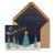 Gold Silhouette of Santa and Reindeer in Starry Night Sky with 3D Die Cut Moon Hand Decorated Christmas Card: Envelope