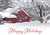 American Flag on Side of Red Farmhouse in Winter Box of 25 Patriotic Holiday Cards: Happy Holidays