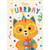 Happy Purrday: Yellow Cat Wearing Flower Shaped Glasses Birthday Card for Kid: Happy Purrday