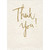 Gold Foil Cursive Style Thank You Text on Textured Beige Background Thank You Card: Thank You!