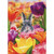 Gray Bunny Peeking Behind Brightly Colored Flowers Easter Card