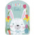 Hoppy Easter: Cute White Rabbit with Carrot, Eggs and Flowers Easter Card for Kids: Hoppy Easter