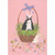 Black Cat Wearing 3D Die Cut Bunny Hat Sitting in Easter Basket Hand Decorated Easter Card