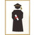 Bravo: 3D Layered Black Cap, Gown, Diploma and Red Ribbon Hand Decorated Graduation Card: BRAVO!