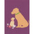 Golden Puppy and Mama Dog on Purple Background Mother's Day Card