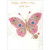 Pink Floral Die Cut 3D Butterfly with Gold Foil Accents and Blue, Pink and Gold Gems Hand Decorated Mother's Day Card for Mom: Happy Mother's Day With Love