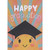 Happy Graduation: Cute Yellow Smiling Circle Wearing Black Grad Cap Grade School Graduation Card: Happy Graduation