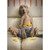 Dog Sitting on Sofa in Underwear with Bowl of Chips Funny Birthday Card for Man