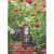 Kitten on Red Brick Path Looking Up at Wildflowers Canopy Blank Note Card
