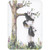 Panda Bears Climbing Tree Branch to Get To Cake Die Cut Birthday Card