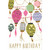 Ornate Paper Lanterns Hanging from Beaded Lines Birthday Card: Happy Birthday