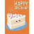 Birthday Card for Kids: Cute Smiley Face Slice of White Cake with Sprinkles: HAPPY BIRTHDAY