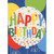 Birthday Card for Kids: Large White Balloon with Colorful Dots and Stars: HAPPY BIRTHDAY