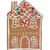 Christmas Card: Brown Die Cut Gingerbread House with Peppermint Wreath: Merry Christmas