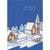 Christmas Card: All is Calm, All is Bright - Simply Drawn Village on Blue: All is Calm.  All is Bright.