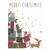 Christmas Card: Dog Pulling Sleigh Stacked with Gifts and Other Dogs: Merry Christmas