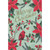 Christmas Card: Single Cardinal on Holly Branch and Poinsettias: Merry Christmas